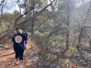 People walking through australian outback